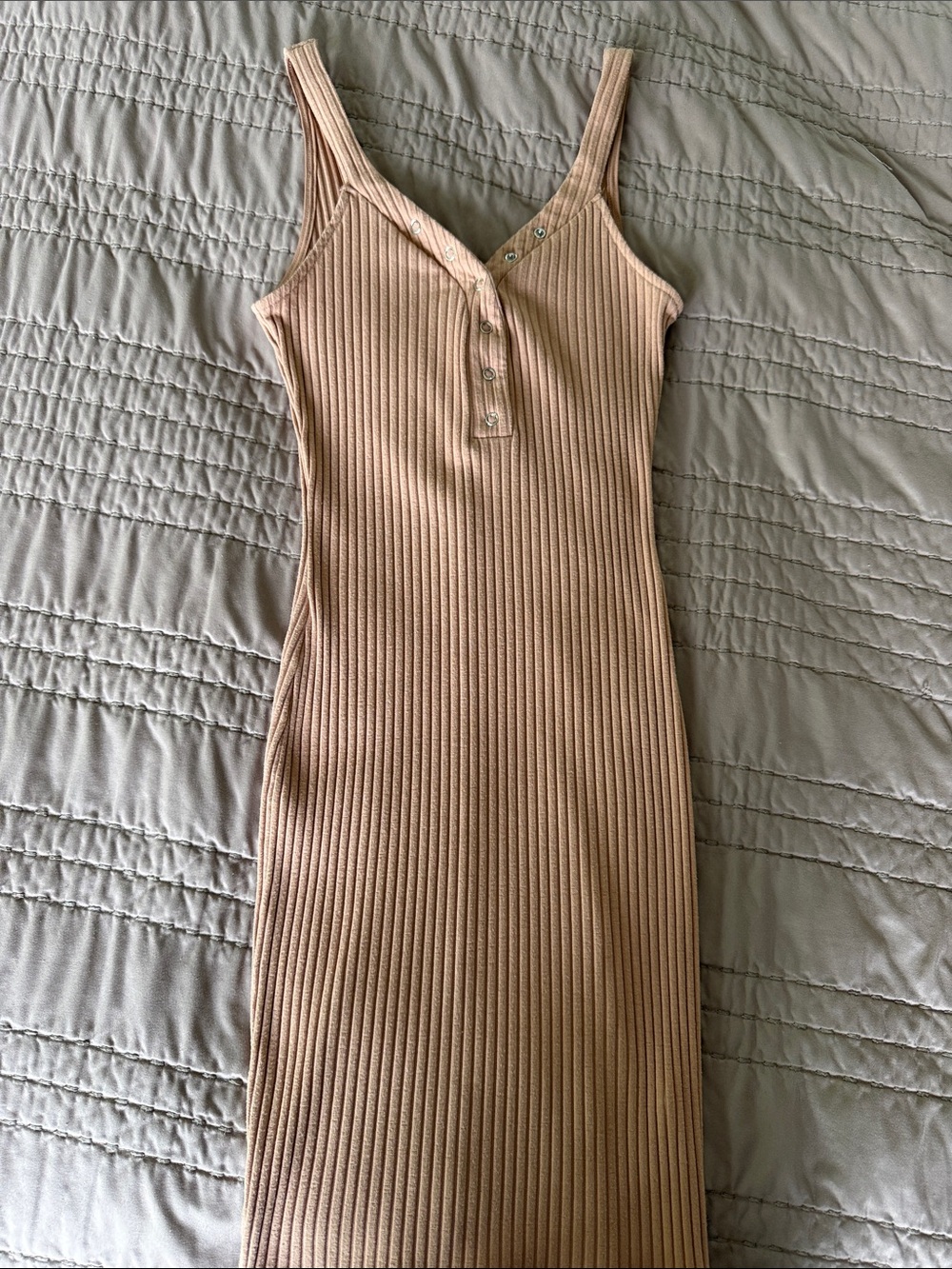 Fashion Nova Beige Ribbed Bodycon Mini Dress